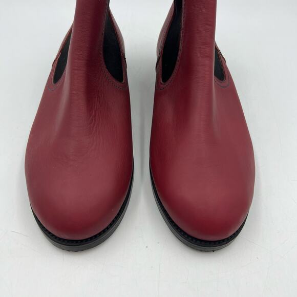 Adelante Show Co. Red Merida Chelsea Boots Leather Ankle Booties - Picture 2 of 7